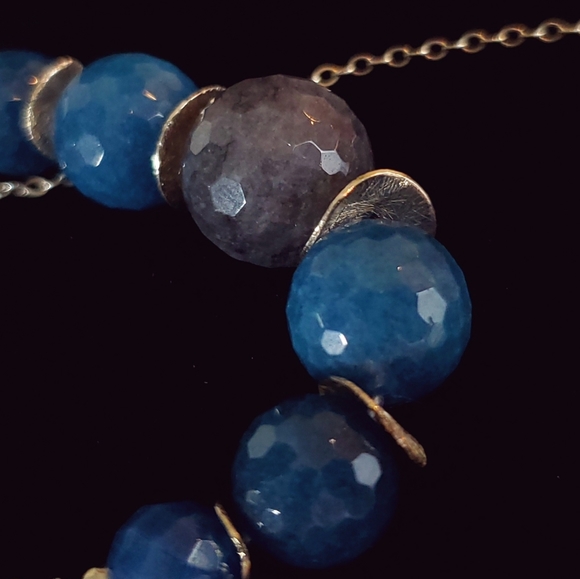 925 Chan Luu Agate Blue Stone and Sterling Disc Necklace Modern Designer - Picture 6 of 12